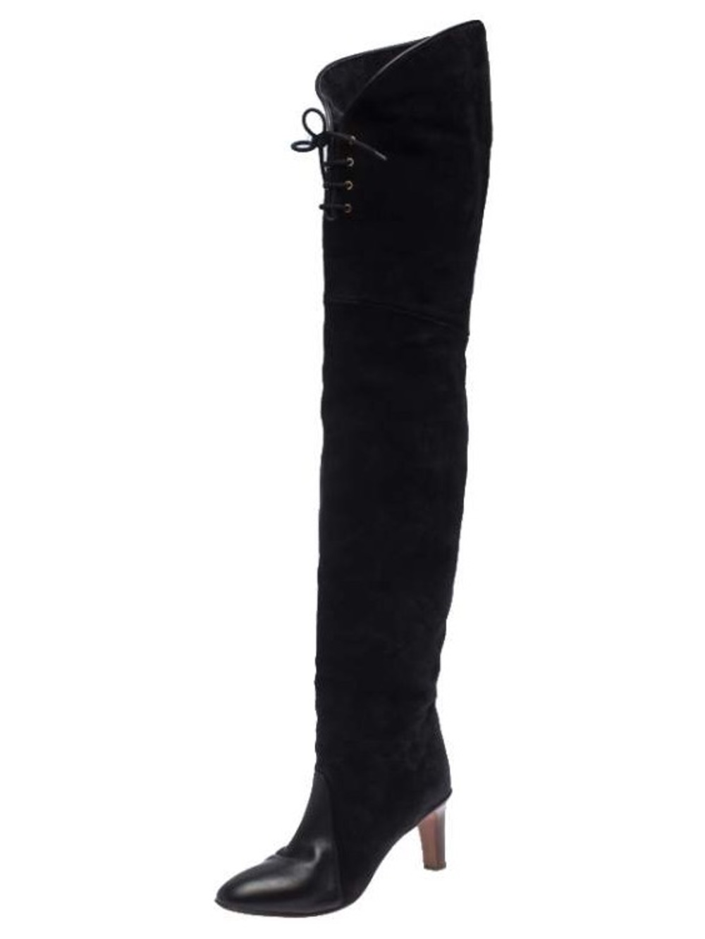 Chloé Black Suede Thigh-High Heel Boot